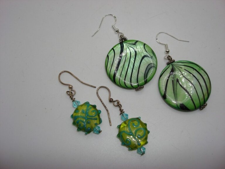 Vintage artisan sterling lampwork and art glass dangle earrings set (2 pairs)