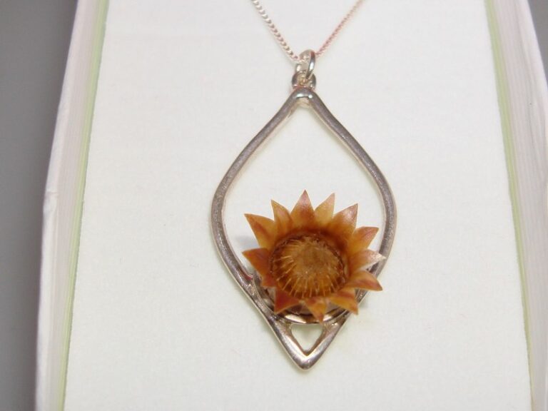 Sterling silver blessing flower pendant necklace, Israeli design