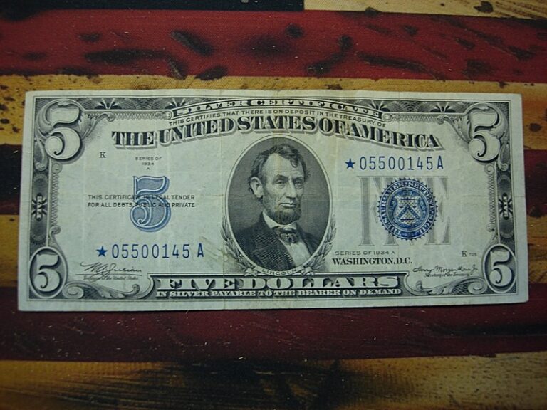 1934 $5 Silver Certificate Star Note with signatures of Julian and Morgenthau, Jr.