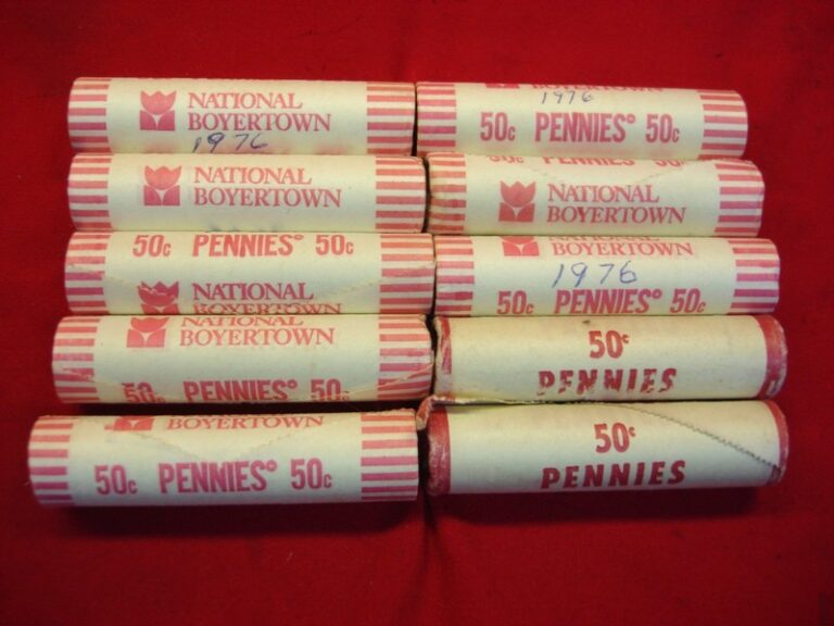 10 rolls of bank-wrapped 1976 Philadelphia Mint Lincoln Memorial Cents