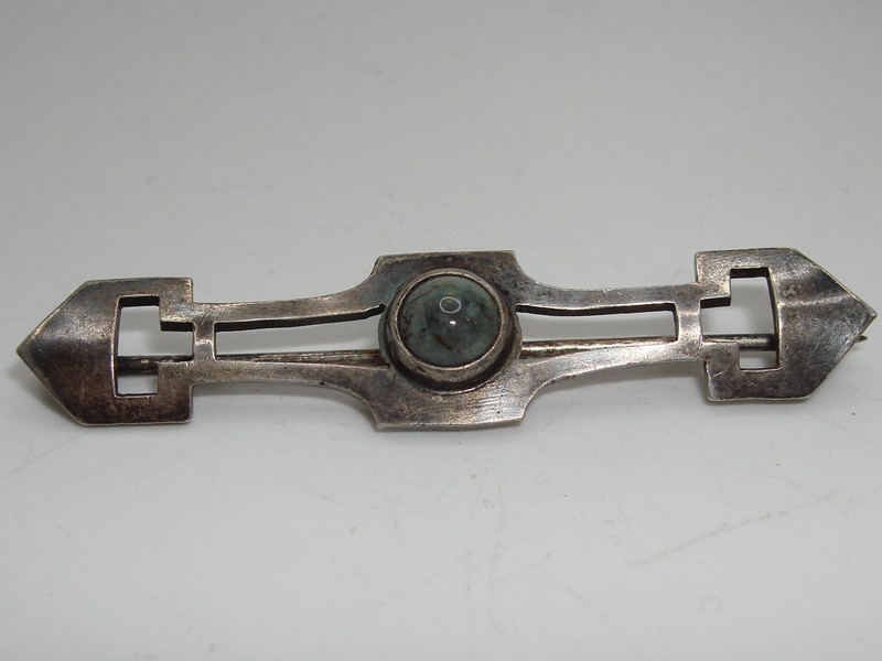 Vintage 1920s Art Deco Sterling Silver Gemstone Pin