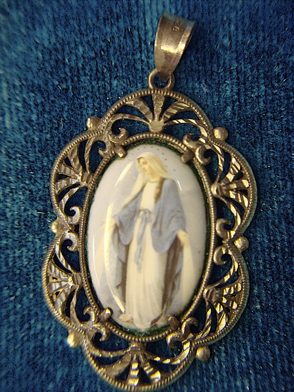 Art Nouveau Blessed Mary Sterling Silver Pendant