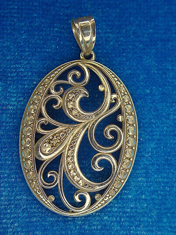 Art Nouveau Sterling Silver Filigree Pendant