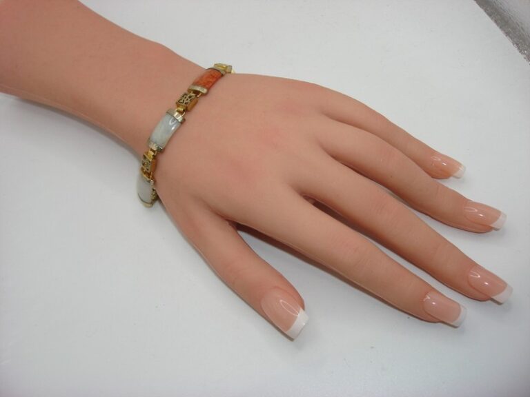 Vintage Chinese Jade Bracelet, Gold Filled, 6-Panel Design with Intricate Symbols
