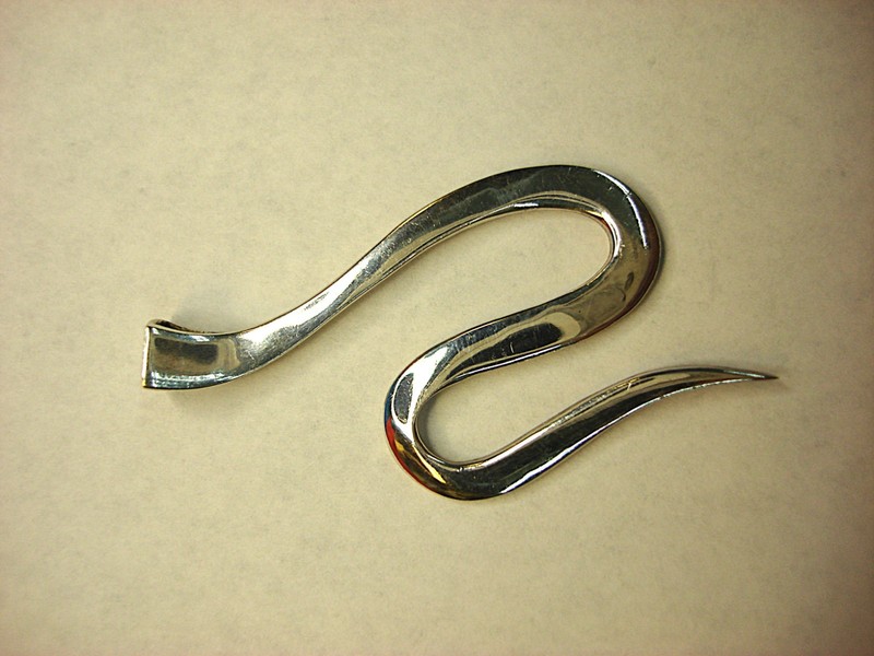 Modernist Sterling Silver Snake/Squiggle Slide Pendant