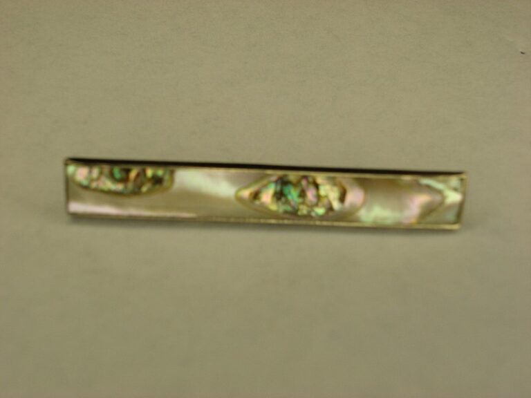 Vintage Sterling Silver Abalone Bar Pin