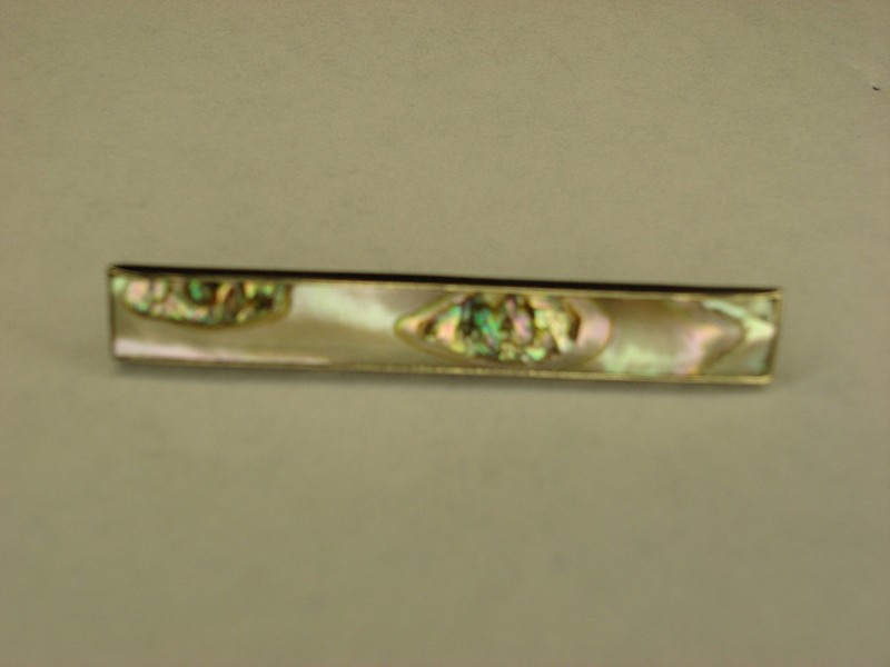 Vintage Sterling Silver Abalone Bar Pin