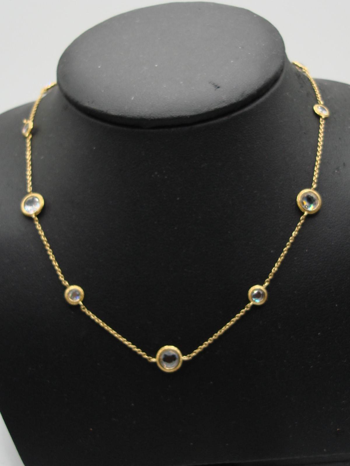Gold Tone Cubic Zirconia Station Necklace