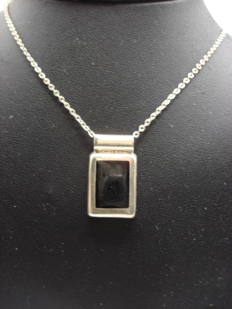 Vintage Mexico sterling silver onyx necklace by ATI