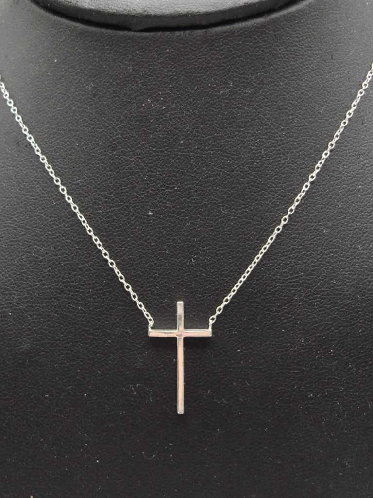 Vintage sterling silver cross pendant necklace