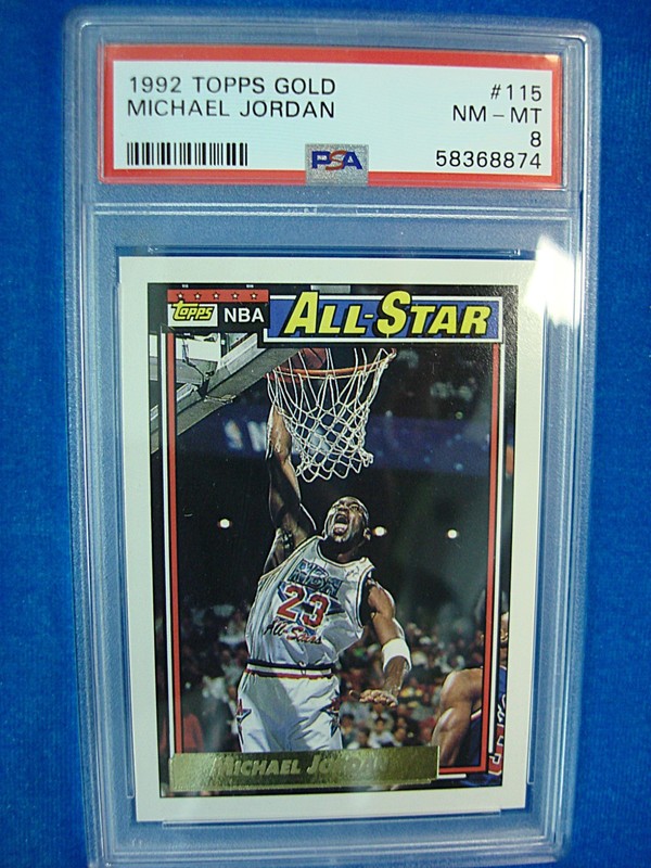 PSA 8 graded 1992 Topps Gold Michael Jordan #115 All-Star basketball card