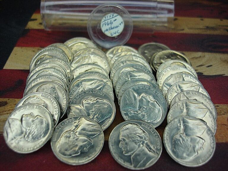 1966 Jefferson Nickel Roll, 40 Nice BU Coins