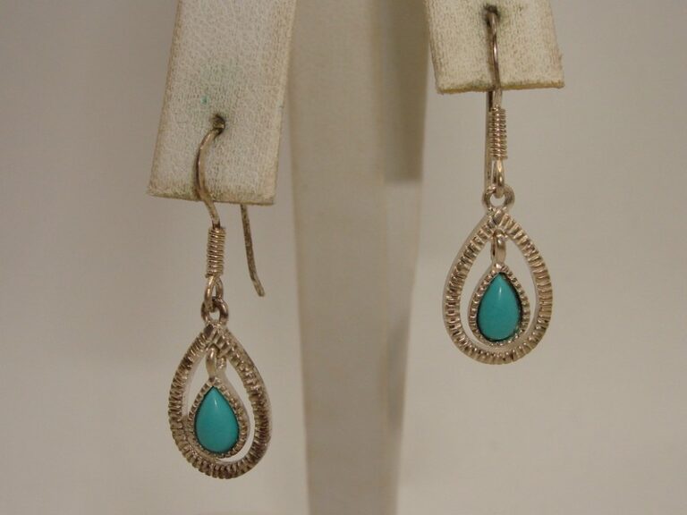 Vintage signed sterling silver and turquoise dangle earrings