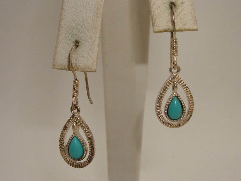 Vintage signed sterling silver and turquoise dangle earrings