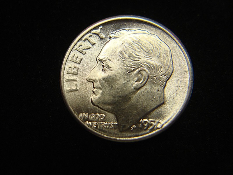 1950-D Roosevelt dime in high-end BU condition