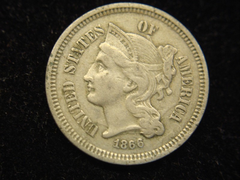 1866 Three Cent Nickel - Uncirculated, Highly Detailed Coin