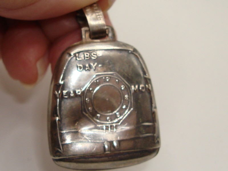 Vintage 1940s Inman Sterling Silver Birth Record Rattle Charm