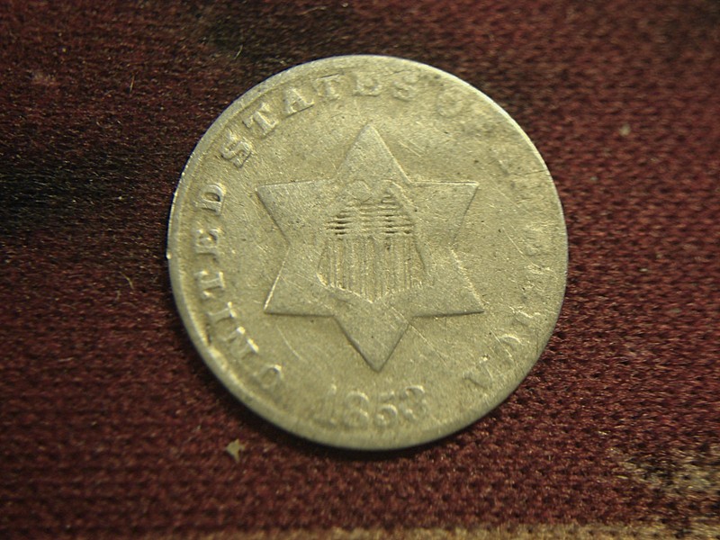 1853 USA Three Cent Silver Coin (PC)