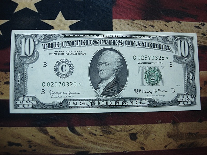 1963 Series A $10 Star Note in nice condition with a slight center fold