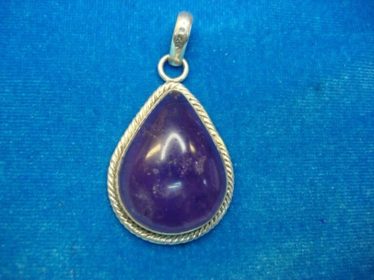 Handmade sterling silver amethyst pendant with natural gemstone