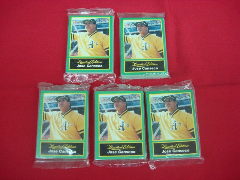 Five factory-sealed 1989 CMC Jose Canseco baseball card sets