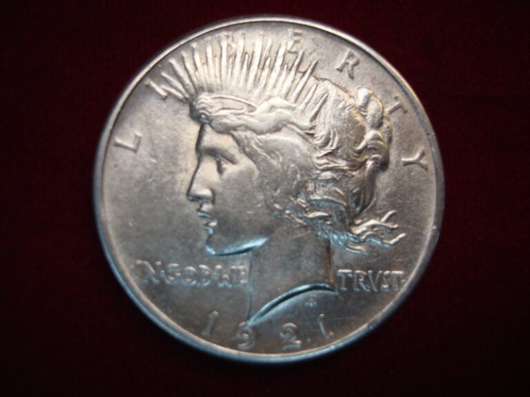 1921 Peace Dollar coin, excellent detail and condition