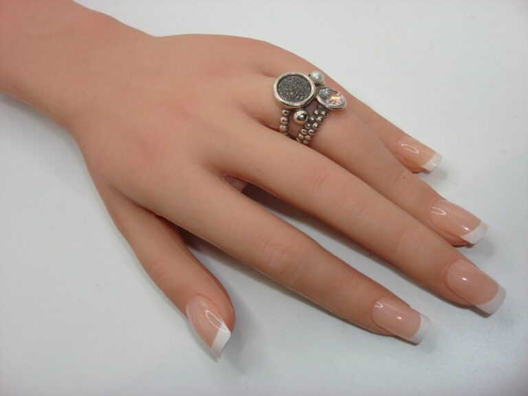 MICHAEL DAWKINS Sterling Silver Druzy Pearl CZ Ring, Size 4