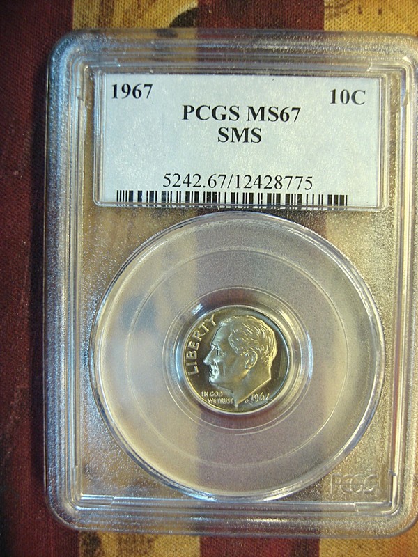 1967-S Roosevelt Dime PCGS MS67