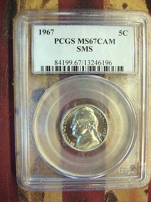 1967 SMS Jefferson Nickel graded MS67CAM by PCGS