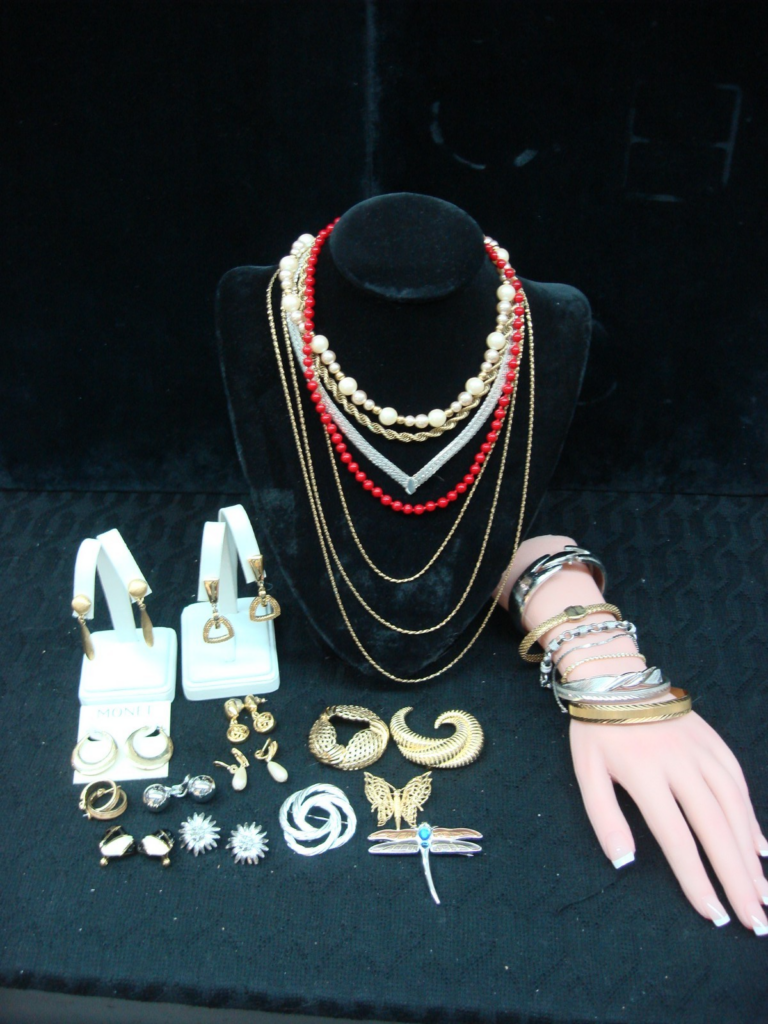 Vintage Monet Jewelry Collection of 27 pieces including necklaces, bracelets, earrings and pins