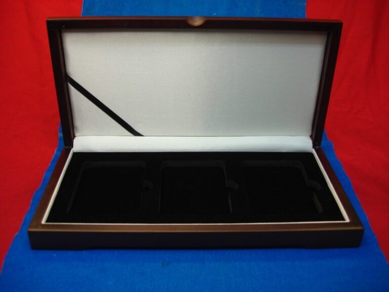 Cherrywood coin slab display box for NGC, PCGS, and ICG coins