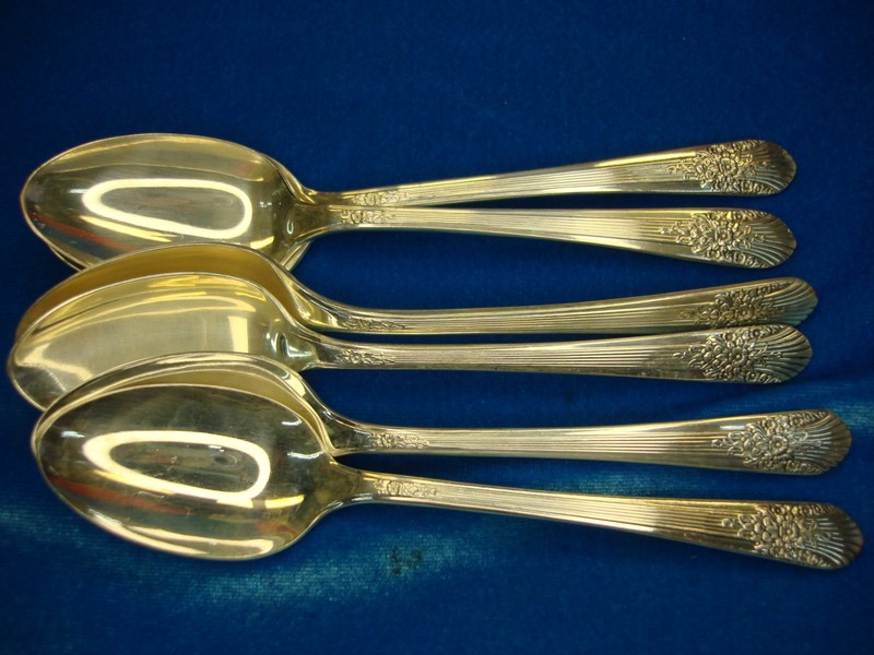 Vintage set of six William Rogers silverplate teaspoons in the Marigold/Silver Mist pattern