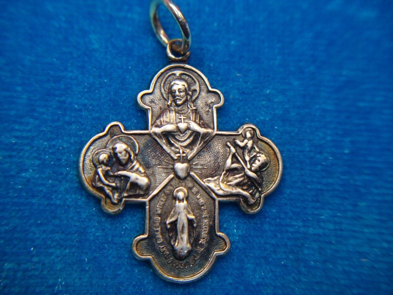 Vintage Sterling Silver Creed Sterling Catholic 4-Way Medal