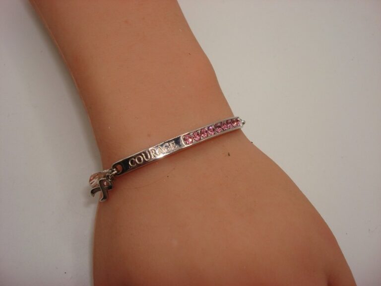 Brighton Inspire Silver Bracelet with Pink Crystals and 'Courage' Inscription