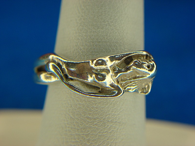 Sterling silver ring with abstract supine female nude design, size 8