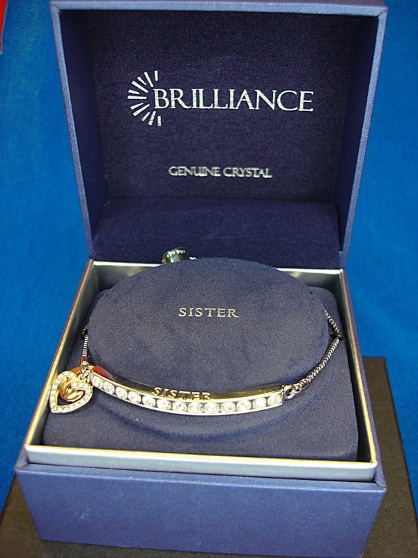 Sparkly Crystal Sister Bracelet - Silver Plated, Adjustable