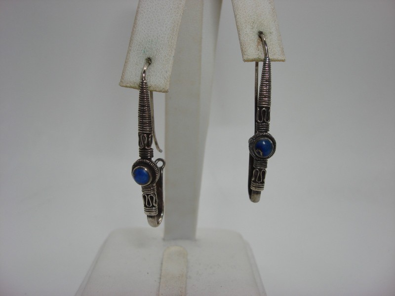 Vintage sterling silver lapis lazuli drop earrings