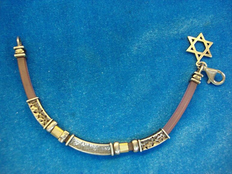 Sterling silver and brass Star of David bracelet with silicone core