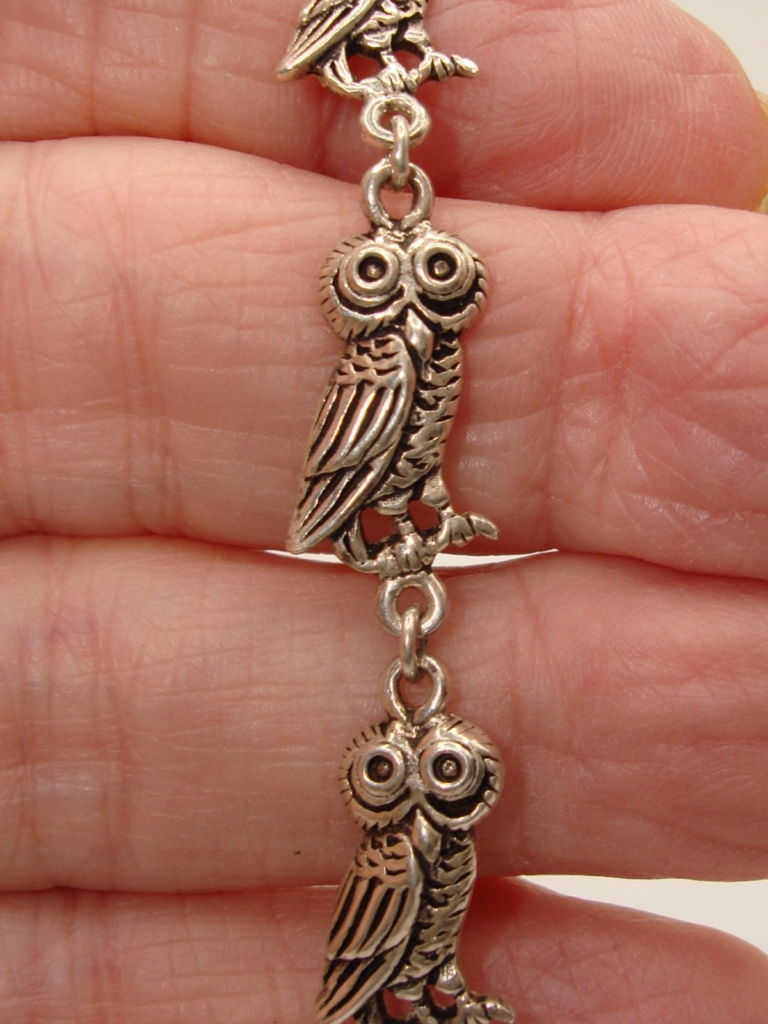Vintage Sterling Silver Owl Bracelet (8″) – 925 Hallmark, Unique & Charming