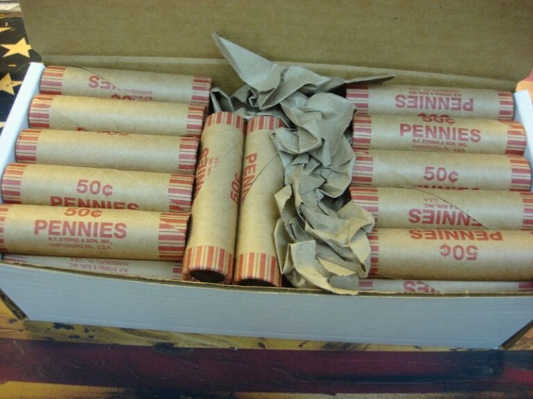 50 bank-wrapped rolls of vintage US wheat cents