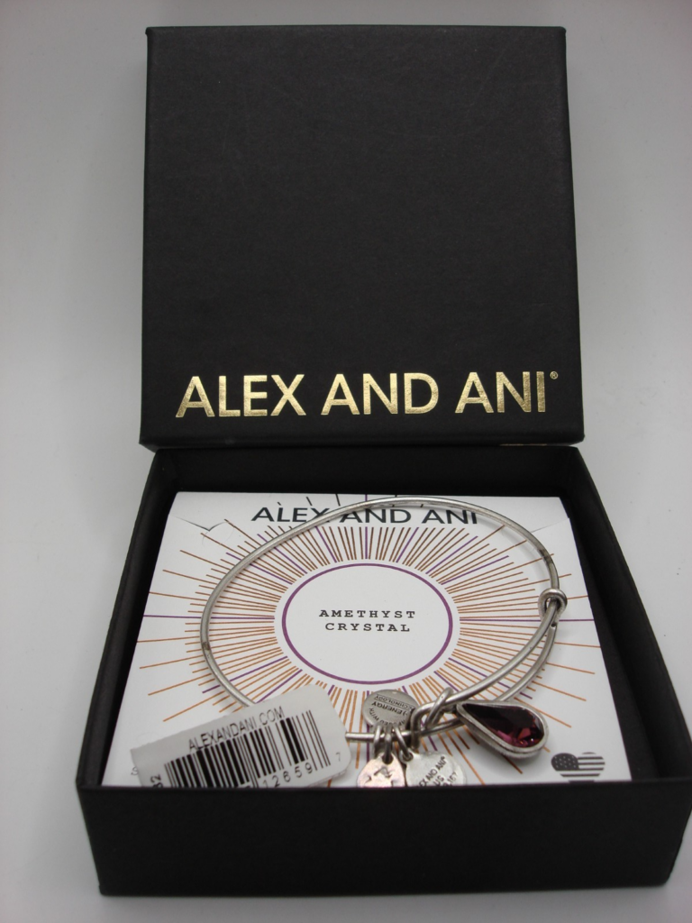 Vintage Alex & Ani Amethyst Crystal Bracelet in original box and tag.