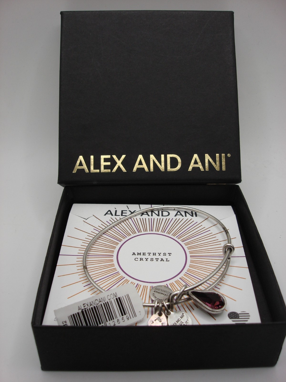 Vintage Alex & Ani Amethyst Crystal Bracelet in original box and tag.
