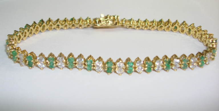Vermeil sterling bracelet with chrysoprase and cubic zirconia stones