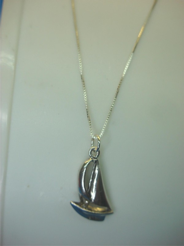 Sterling silver sailboat pendant necklace on an 18-inch chain