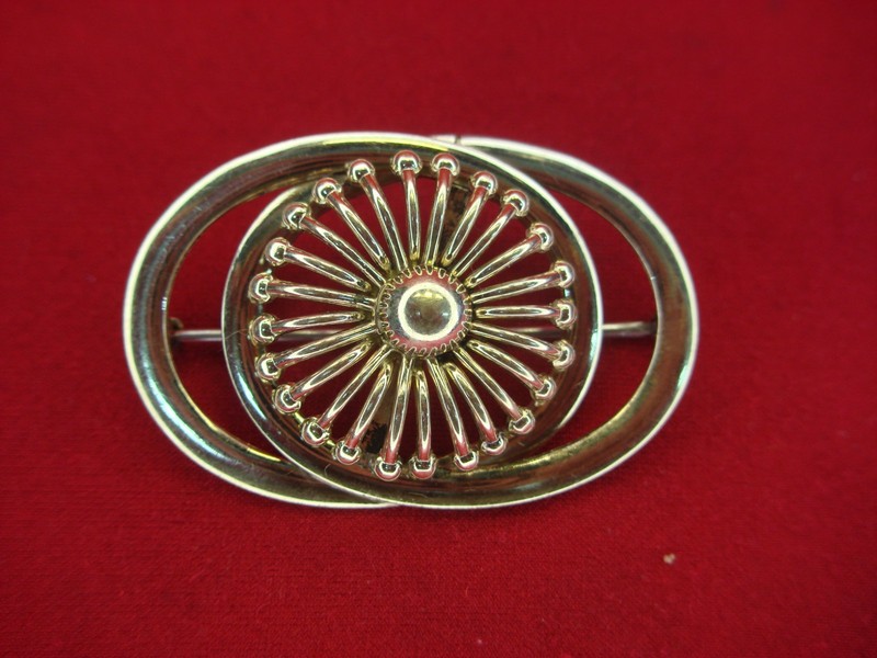 Vintage Symmetalic Sterling Silver Pin with 14K Gold Front