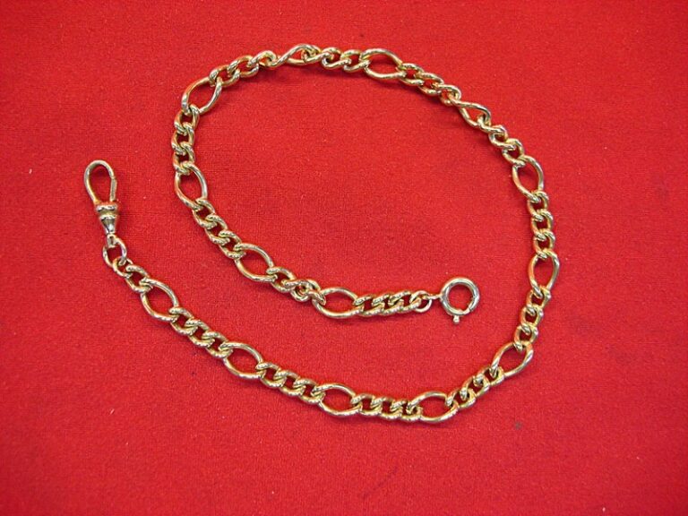 Vintage style gold-plated pocket watch chain, thick and sturdy