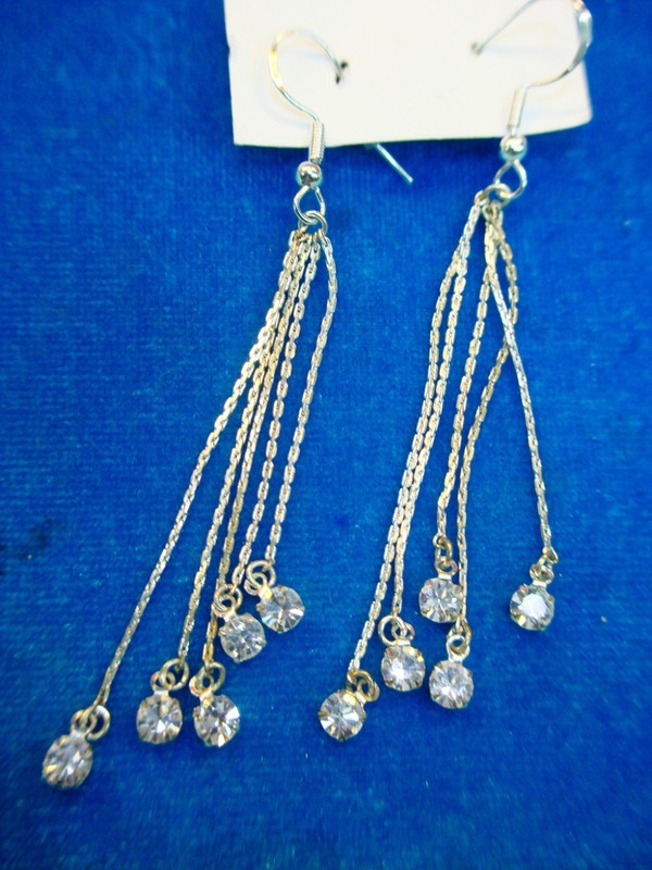 Sparkly Simulated Diamond Dangle Earrings in Sterling Silver