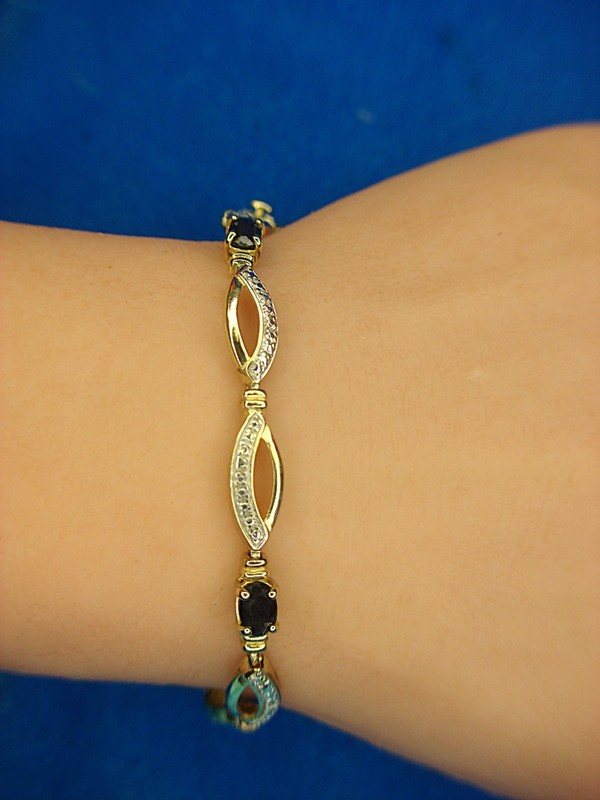 Sterling silver and gold vermeil sapphire bracelet