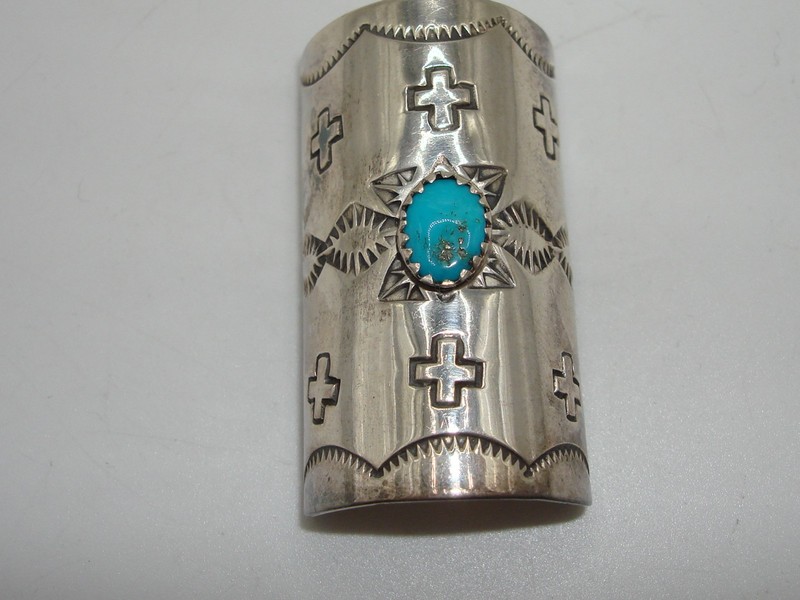 Vintage sterling silver turquoise concho ponytail holder