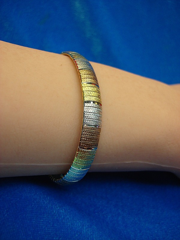 Sterling silver tri-color gold vermeil bracelet, 7 inches